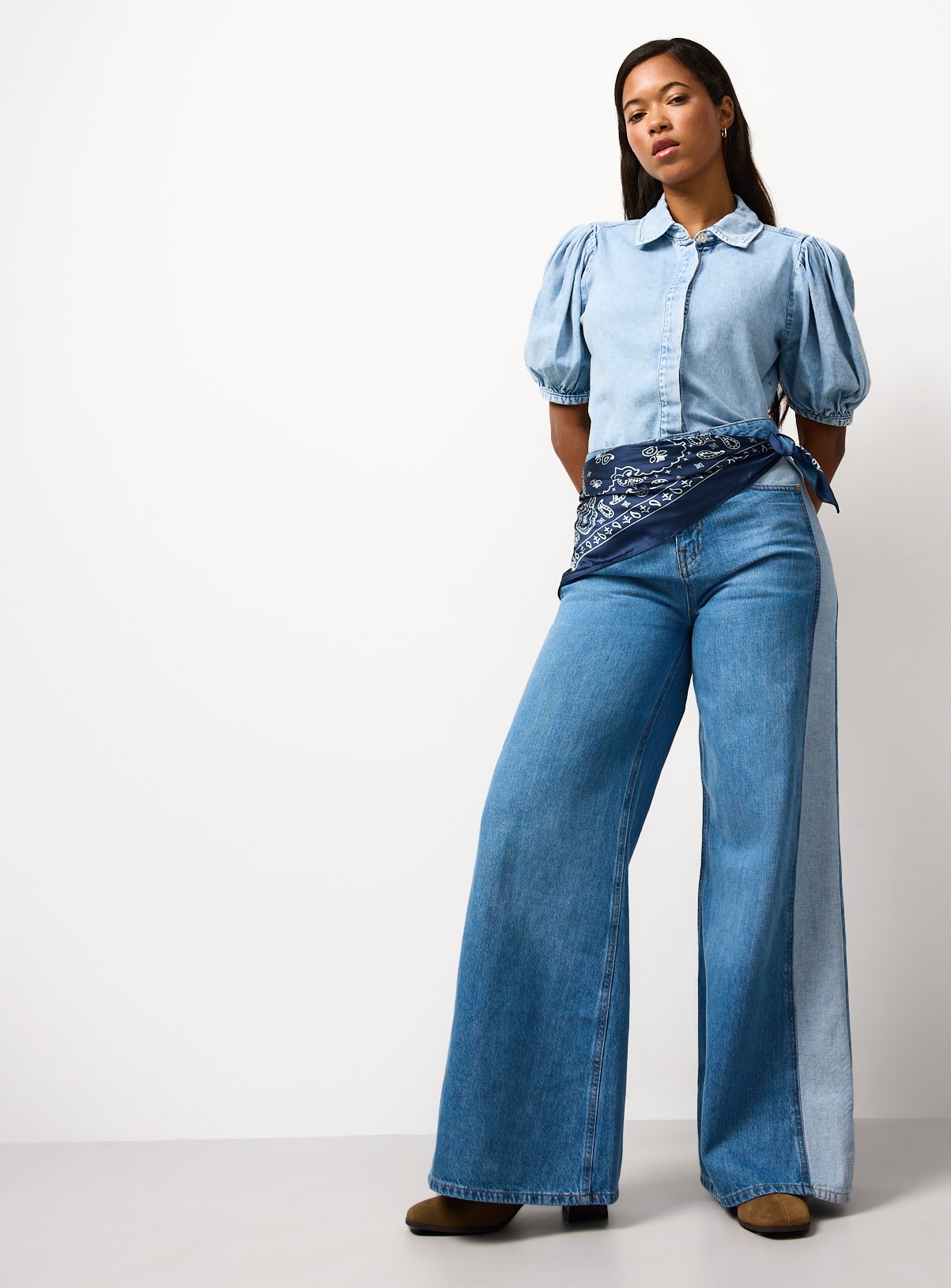 Light Blue Denim Volume Sleeve Shirt 22 - Image 2 thumbnail